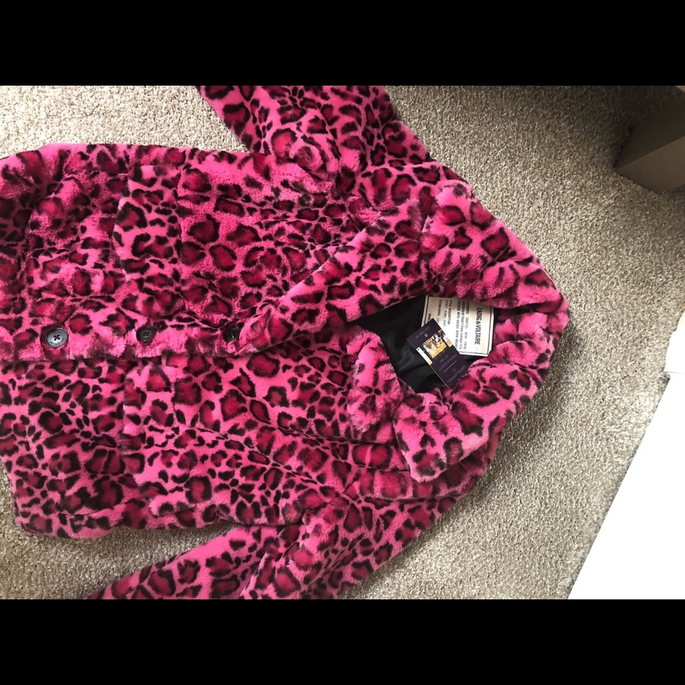 NWT Zadig & Voltaire pink faux fur jacket XS